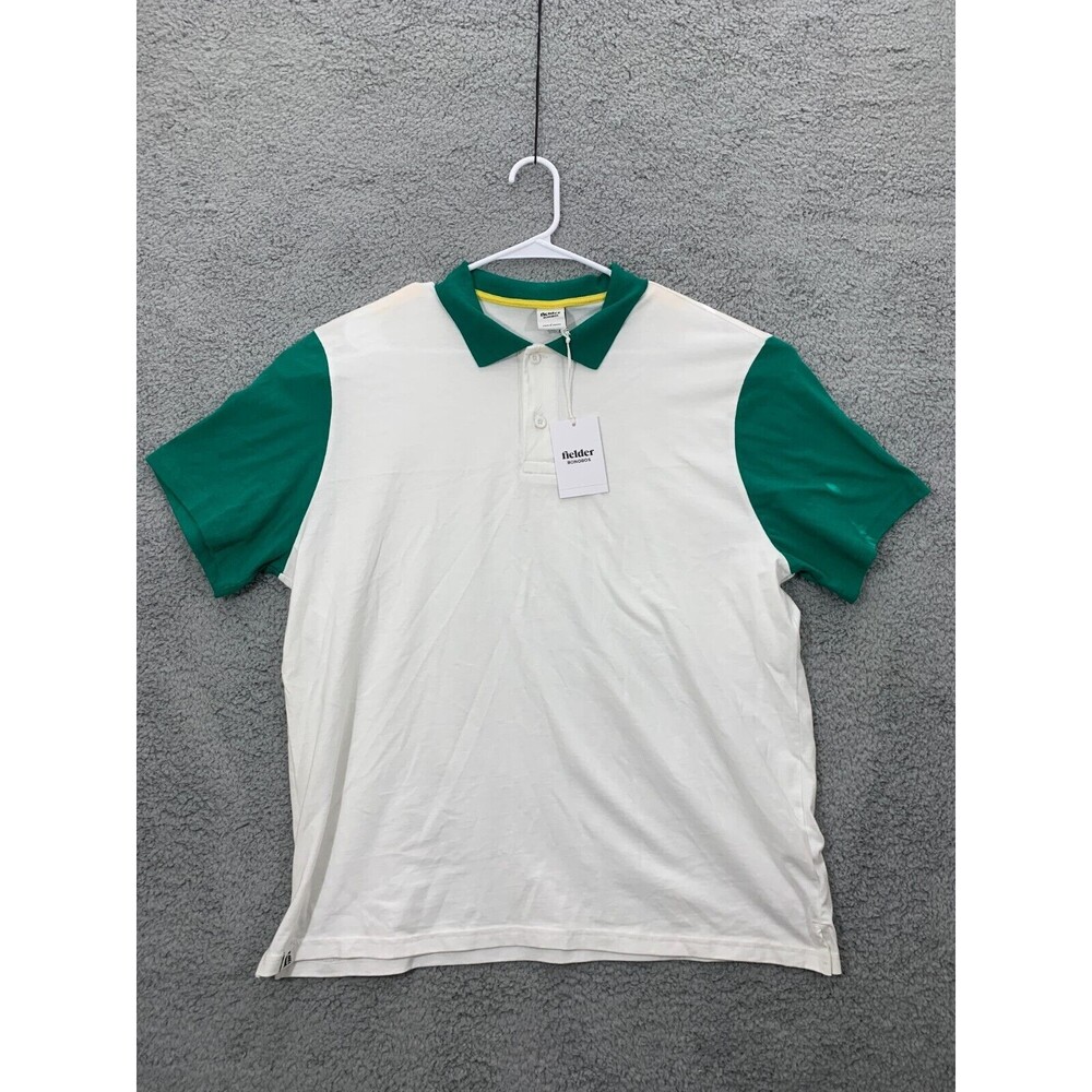 NWT BCI FIELDER BONOBOS Large (L) Contrast Green White Short Sleeve Polo Shirt